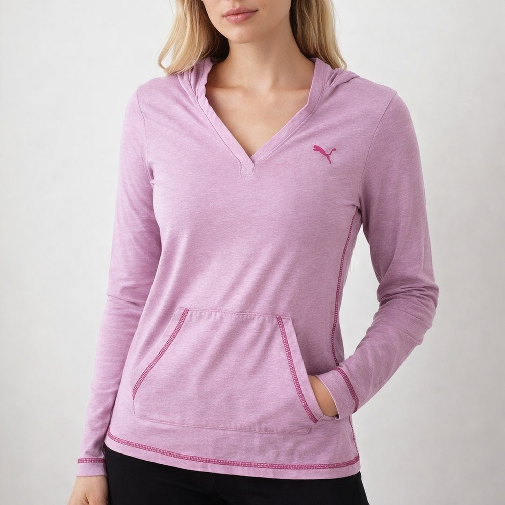 Puma Mauve Lightweight Hoodie-Logo Athleisure Pullover Size M